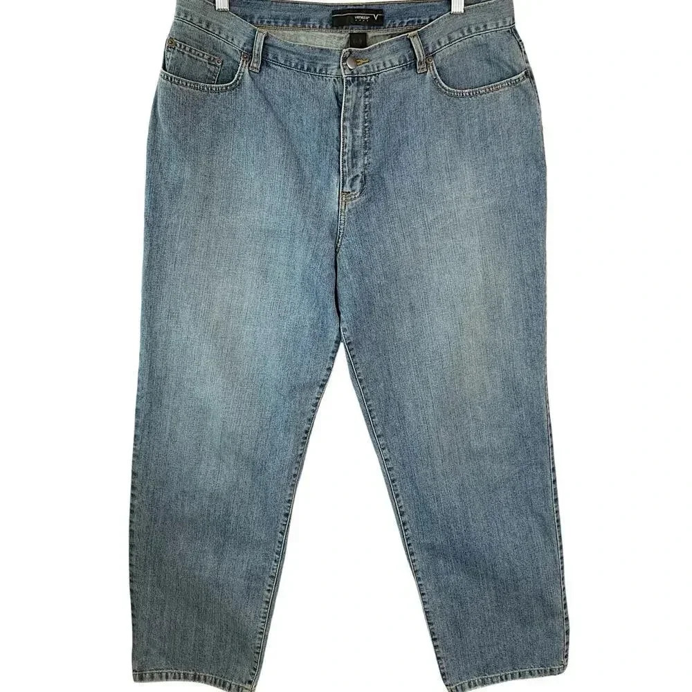Venezia Denim Straight Leg High Waist Light Washed Mom Blue Jeans Plus Size 18